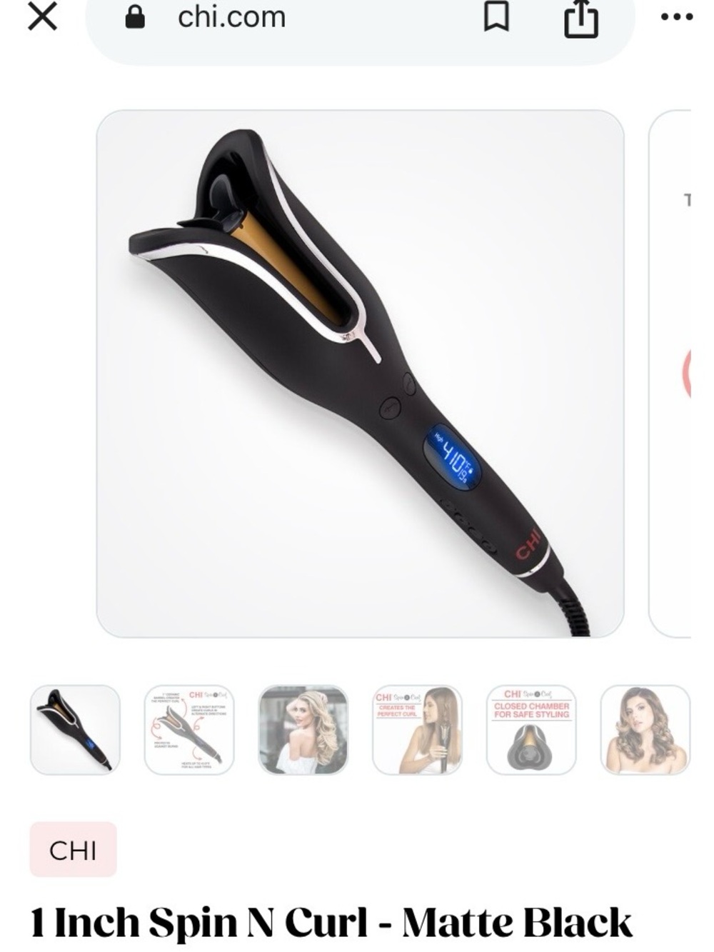 Like New CHI 1-Inch Automatic Spin N Curl Wand — Matte Black